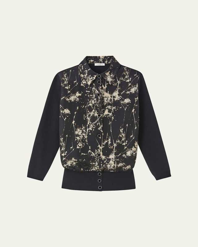 Printed Button-Down Sweater